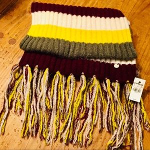EXPRESS long striped scarf w/decorative fringe NWT